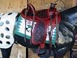 Two Tone Triple T Western Wade Roper, Roping Buckaroo Hard Seat Saddle
