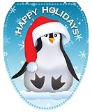 Toilet Tattoos TT-X607-O Happy Penguin Decorative Applique For Toilet Lid, Elongated