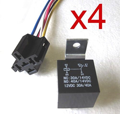 Mobilistics 30/40 AMP 5 pin Relay with 5 wire Relay Socket Qty 4