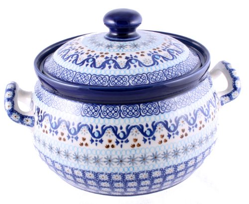 Polish Pottery Soup Tureen 7 1/2" H x 8 1/4" W x 10 3/4" L