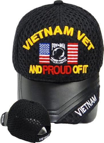 Vietnam Veteran Leather Cap/ Hat, Vet and Proud of It, American Flag