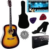 Stretton Payne Dreadnought Full Sized Steel String Acoustic Guitar PACKAGE D1 Sunburst