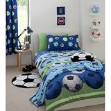 SOCCER BLUE FULL BED QUILT COVER DUVET SET
