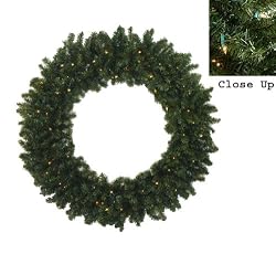 48" Pre-Lit Canadian Pine Artificial Christmas Wreath - Clear Lights