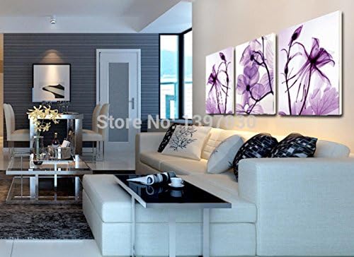 3 panels hot sales Modernt flowers purple flower magic painters mural wall in the bedroom