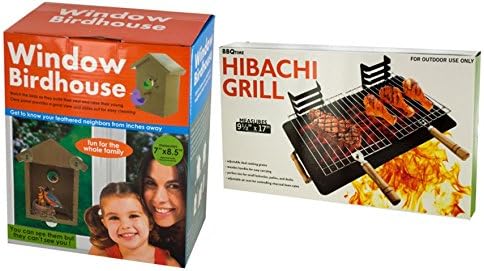 Window Birdhouse Clear Panel &amp; Suction Cups Bundle With Hibachi Grill