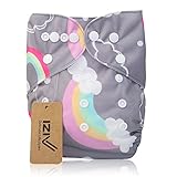 iZiv新生児1厚いおむつ付きオーガニック幼児防水/調整/再利用可能/洗えるポケット布おむつのフィット赤ちゃん0.5-3歳（虹）