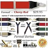 Y-back satin finished 1 wide suspenders with silver clips