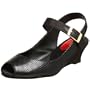J.Renee Women's Neesha Slingback Wedge Sandal,Black/Black,7.5 M