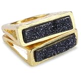 Marcia Moran Black Druzy Stone Double Rectangle Sha