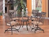 5 Piece Antique Metal Finish Dining Set With Arm Chairs By Coaster Furniture