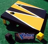 YELLOW GOLD & BLACK Alternating Triangle Cornhole Bean Bag Toss Game