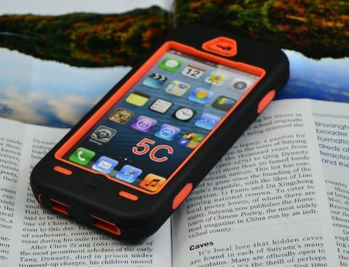 MIKUL® Apple Iphone 5c Hard Case Zebra Stripes 3in1 Combo Hybrid Defender High Impact Body Armor box PC&silicone Material (orange)