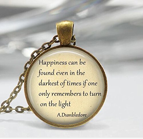 Harry Potter Quotes, Happiness can be found even in the darkest of times, Dumbledore Quote Necklace, Harry Potter Quote Pendant