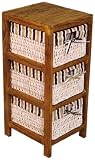 Hansen Korb 3403/3 Holzregal mit 3 Maisstrohk&ouml;rben / mit braun/beige gestreiftem Stoff / B 27 T 30 H 63 cm