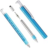Super 7 in 1 Tech Tool Pen with Ruler, Bottle Opener, Phone Stand, Levelgauge, Ballpoint Pen, Stylus and 2 Screw Driver, Multifunction Tool Fit for Mens Gift (Blue)