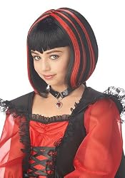 Vampire Girl Wig Holiday Party Costume Accessory (Black/Red;One Size)
