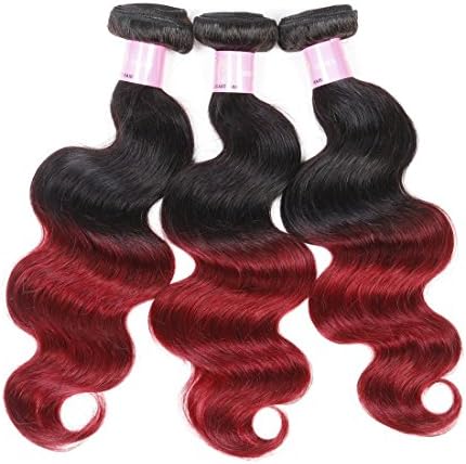 Nifty Girl Brazilian Ombre Virgin Hair Body Wave Weft 3 Bundles 300g 100% Human Hair Extensions Ombre 1B/Burg (12"12"12")