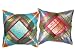 2 Cushion Covers Maya Blue Red Vintage Sari Zari Borders Toss Pillow Case 16"