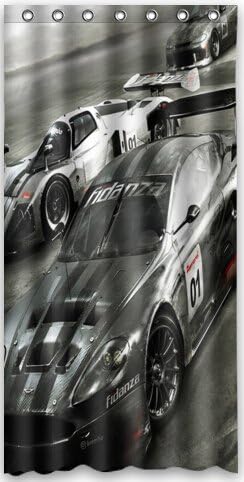 36"(w) x 72"(h) car racing supercars Pattern Bathroom Shower Curtain Shower Rings Included, 100% Polyester