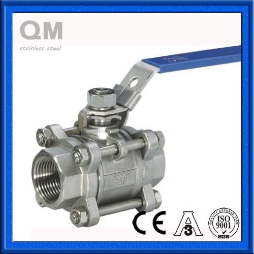 Stainless Steel 304 Ball Valve Three Piece 1 1/2 Inch Female