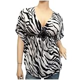 Plus Size Low Cut V-Neck Animal Print Slimming Top