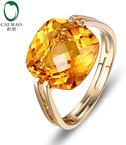 Caimao 6.41ct Cushion Shape Citrine & 14k Yellow Gold Ring