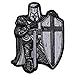 Black and White Crusader Knight Small Patch - 3.3x4.5 inch. Embroidered Iron on Patch