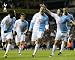 Team Celebration, Dimitar Berbatov, Robbie Keane, Pascal Chimbonda, 10x8 Photograph, Tottenham Hotspur FC Spurs