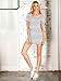 Persun Women Monochrome Stripe Short Sleeve Shift Dress White Small, White, Small