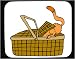 Decorated Mouse Pad with basket, cat, picnic