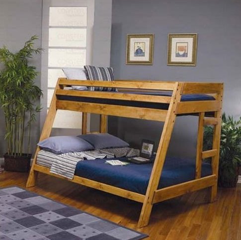 Coaster Rustic Wood Twin over Full Bunk Bed in Natural Wood Finish