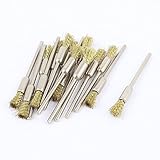 uxcell ワイヤーペン形ブラシ　研磨ツール　ラウンドシャンク　2.3mm　ゴールドトーン　16個入り
