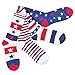 TeeHee Novelty Fashion Americana Crew Socks for Women 4-Pair (Stars and Stripes)