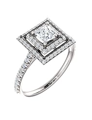 Platinum Princess Cut Diamond Double-Halo Ring -- LIFETIME WARRANTY