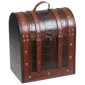 True Fabrications Antique Wood Wine Box Six Bottle Wine Holder by