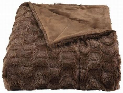 Gramercy Park Luxe Faux Fur Sable Brown Throw Blanket So Soft Plush