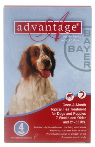 Advantage Flea Killer for Dogs, RED, 21-55LBS. 4 Month Supply, U