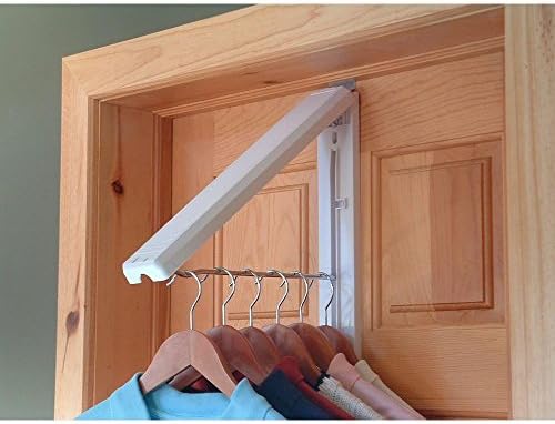 InstaHANGER AH12/MB White ABS Plastic Collapsible Wall Mounted Clothes Hanging System with Optional Stainless Steel Over Door Bracket