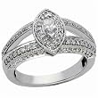 14Kt White Gold Bridal Retro-Antique Style Diamond Engagement Ring