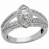 14Kt White Gold Bridal Retro-Antique Style Diamond Engagement Ring