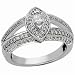 14Kt White Gold Bridal Retro-Antique Style Diamond Engagement Ring