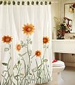White, Green, and Yellow 3D Sunflower Shower Curtain with Liner and 12 Hooks Set