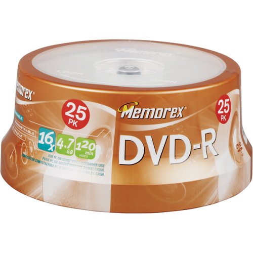 Memorex DVD R 16x 4.7GB 25 Pack Spindle