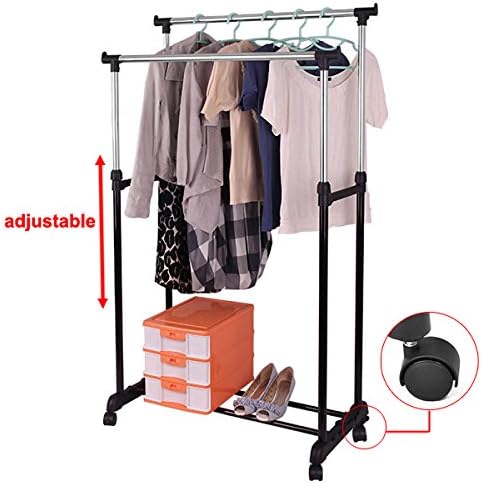 Yaheetech Double Adjustable Clothes Hanging Rail &amp; Shoe Cloth Stand Rack Organizer
