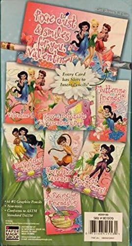 Disney Fairies Valentine Cards *PACK OF 2 * (Each box contains 16 cards w/ 16 pencils)