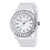 AK Anne Klein Women's 109197WTWT Silver-Tone Swarovski Crystal Accented White Watch