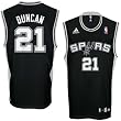 Tim Duncan San Antonio Spurs BLACK Replica NBA YOUTH Jersey
