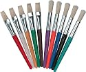 Charles Leonard Inc. Stubby Round Plastic Brushes, Orange Handle and Hog Bristles, 1 Dozen (73265)