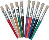 Charles Leonard Inc. Stubby Round Plastic Brushes, Orange Handle and Hog Bristles, 1 Dozen (73265)